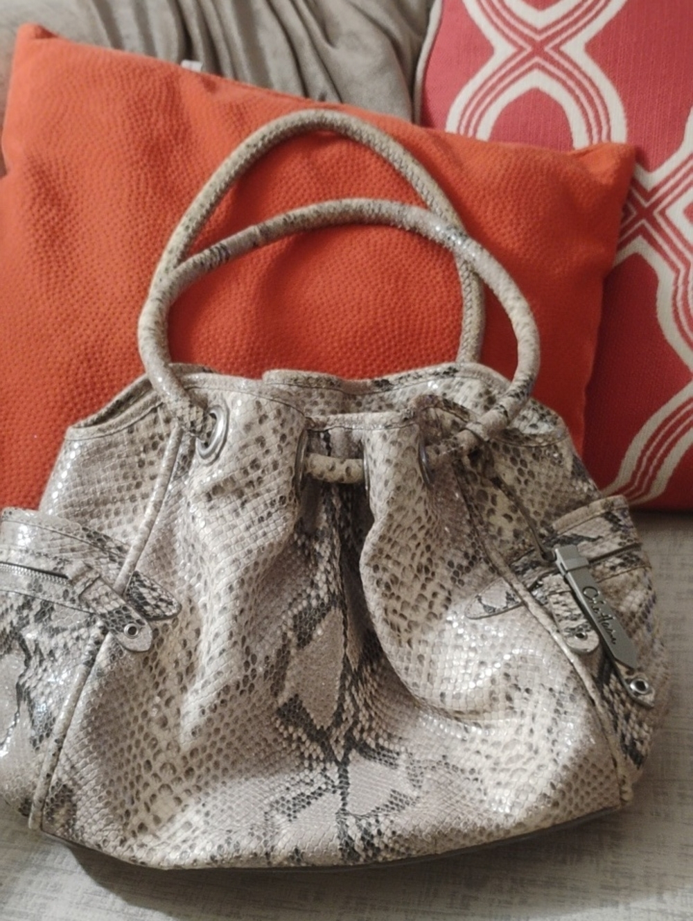 Cole Haan Vintage Snakeskin Leather Hobo Bag